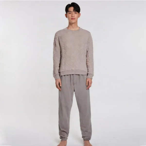 Men's coral fleece pajama set used for cold-weather fabric and set-balance review
