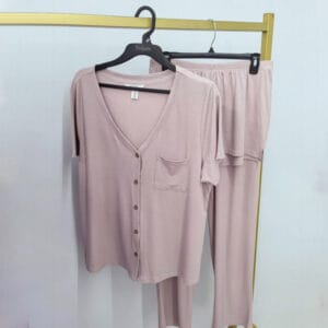 Ribbed Pajama Three-Piece Set