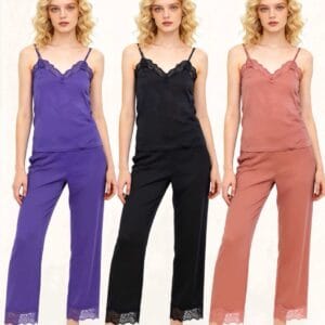 Women's Lace-Trimmed Spaghetti Strap Casual Set