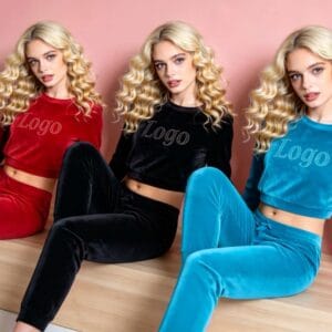 Women's Cropped, Midriff-Baring Athletic Loungewear Set