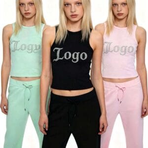 Women's Casual Set with Rhinestone Logo